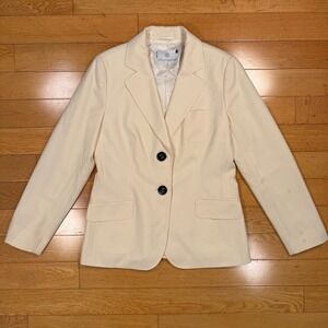 Sonia Bogner Womens Cream Virgin Wool Blazer Jacket Size 10 Made in Germany